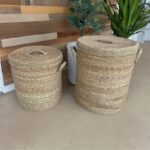 ჭილოფის კალათების ნაკრები თავსახურით