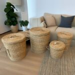 ჭილოფის კალათების ნაკრები თავსახურით