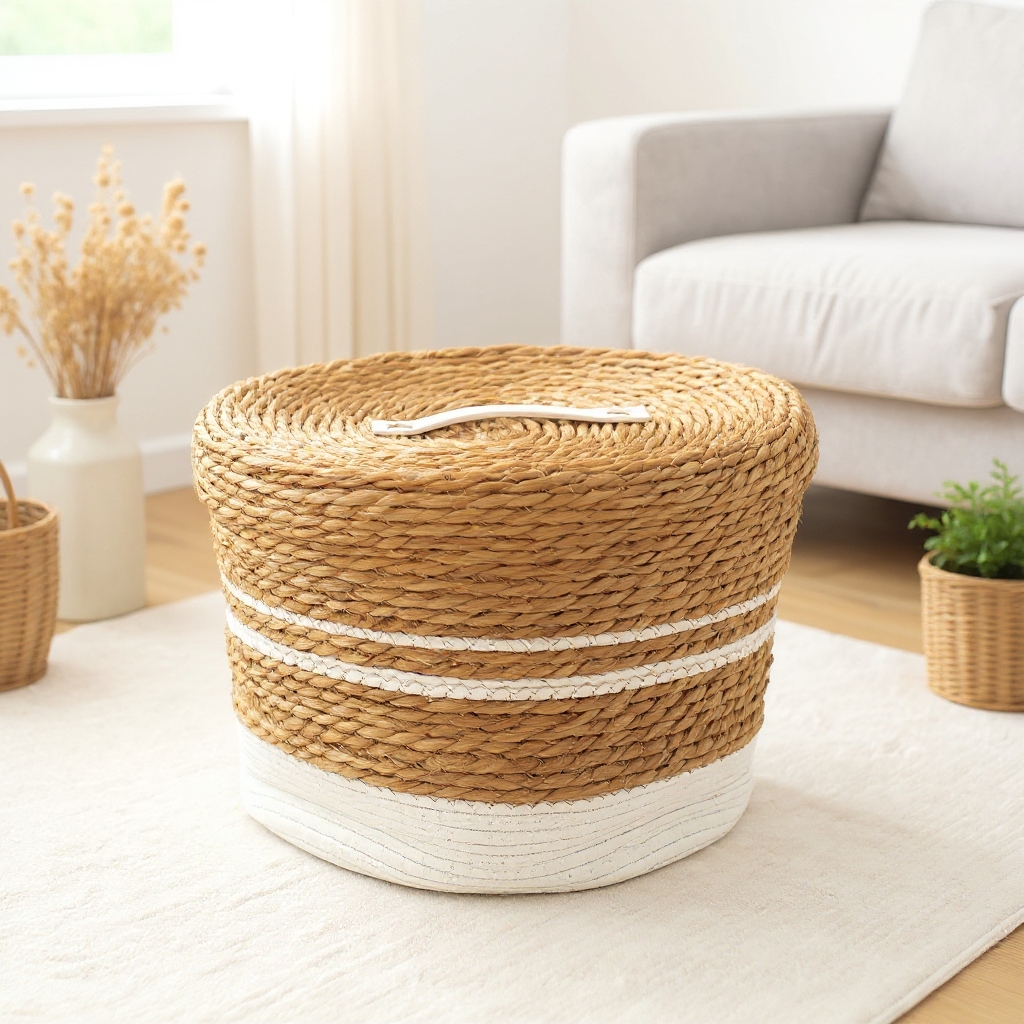 მოწნული კალათა თავსახურით დიდი მოწნული კალათა თავსახურით დიდი