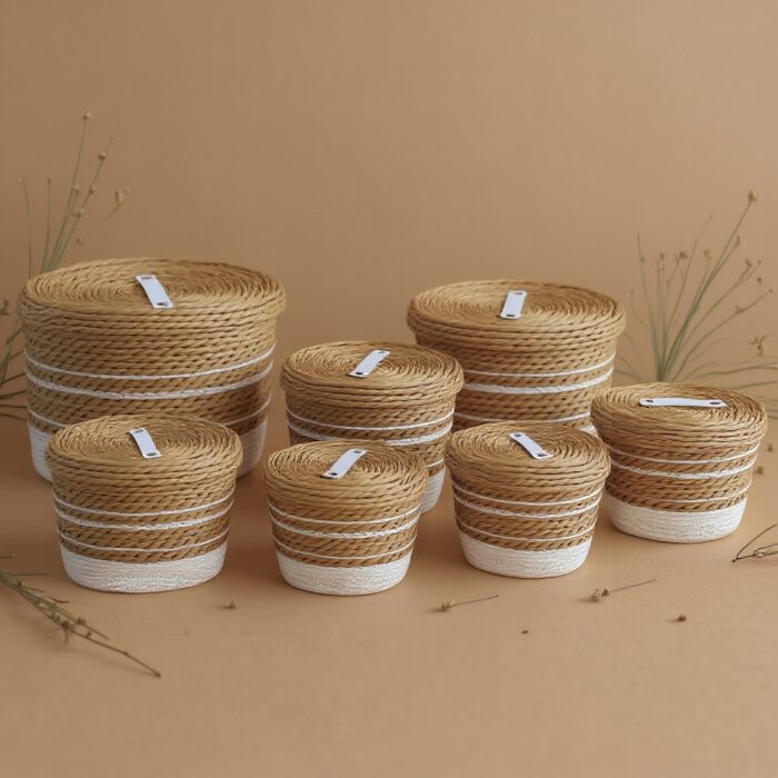 მოწნული კალათები მოწნული კალათა თავსახურით დიდი - Image 2