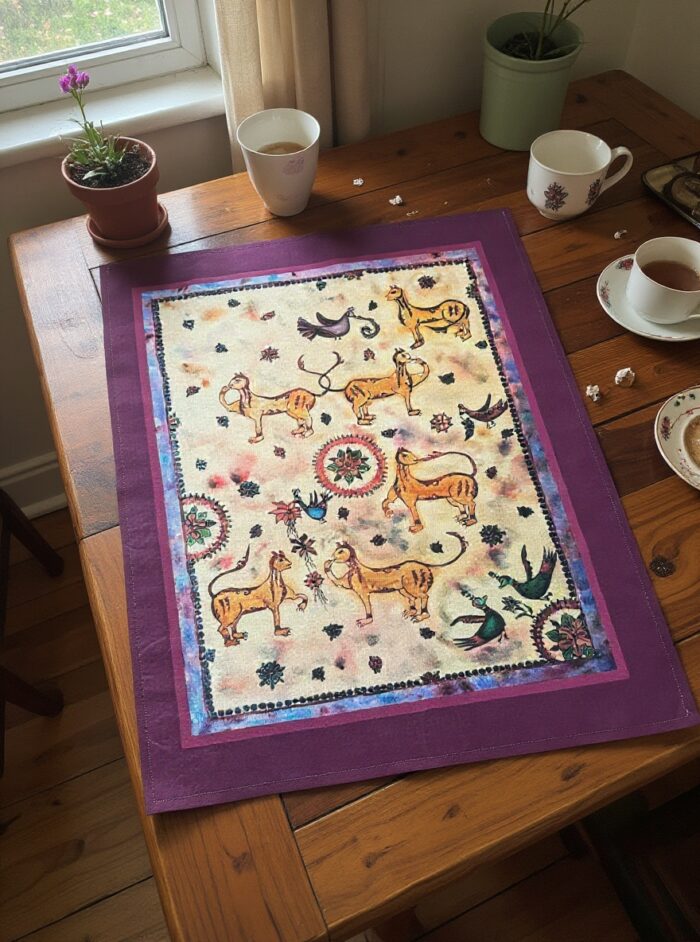 ხელნაკეთი სუფრა პანო2 რანერი-პანო "ვიტეროხის ლომები" - Image 3