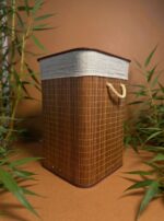 ყავისფერი ბამბუკის კალათა