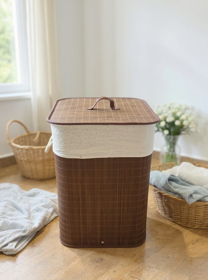 ყავისფერი ბამბუკის კალათა სათავსო - Image 2