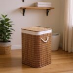 ყავისფერი ბამბუკის კალათა